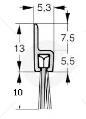 Uszczelka szczotkowa aluminiowa USZ/ALU-H2-10-1000 mm