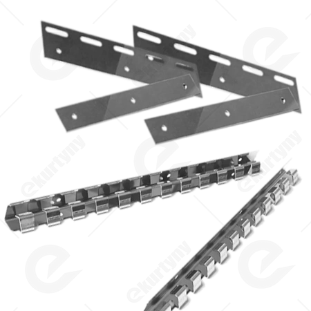 Wieszak Grzebieniowy INOX do Kurtyn Paskowych - 1312 mm + 6 płytek 300 - zakładka 80 mm