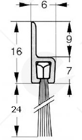 Uszczelka szczotkowa aluminiowa USZ/ALU-H3-24-1000 mm