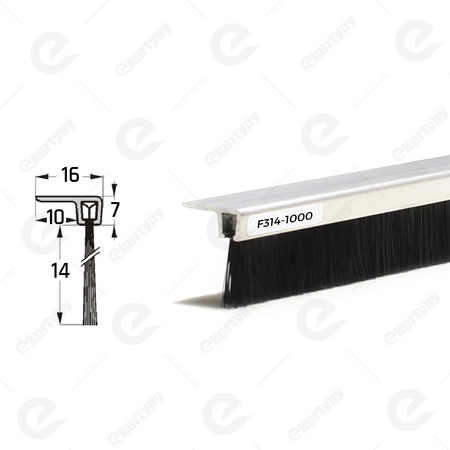 Uszczelka szczotkowa kątowa aluminiowa USZ/ALU-F3-14 -1000 mm