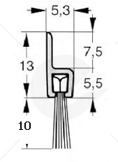 Uszczelka szczotkowa aluminiowa USZ/ALU-H2-10-1000 mm