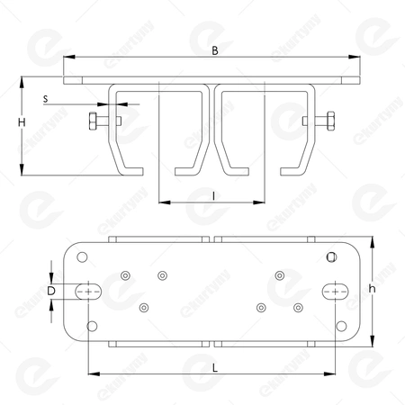 Uchwyt sufitowy podwójny do szyny 40x35mm typ 23.B32 ocynk NIKO