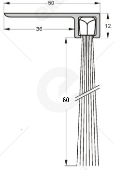 Uszczelka szczotkowa kątowa aluminiowa USZ/ALU-F8-60 -1000 mm