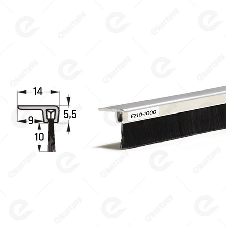 Uszczelka szczotkowa kątowa aluminiowa  USZ/ALU-F2-10 -1000 mm