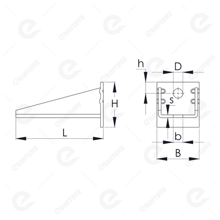 Uchwyt ścienny regulowany długi do szyny 40x35 mm typ 23-24.B06 ocynk NIKO