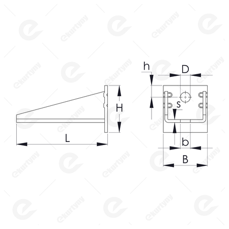Uchwyt ścienny regulowany długi do szyny 40x35 mm typ 23-24.B66 ocynk NIKO
