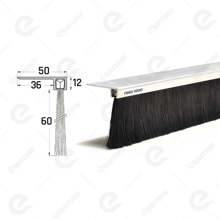 Uszczelka szczotkowa kątowa aluminiowa USZ/ALU-F8-60 -1000 mm