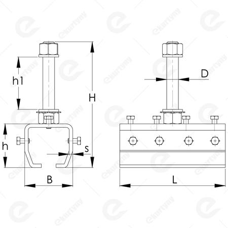 Łącznik (mufa) z regulacją do szyny 48,50x43,50 mm Typ 24.B11ocynk NIKO