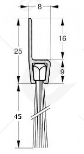 Uszczelka szczotkowa aluminiowa USZ/ALU-H5-45-1000 mm