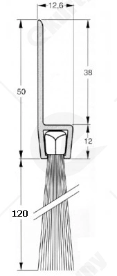 Uszczelka szczotkowa aluminiowa USZ/ALU-H8-120 -1000 mm