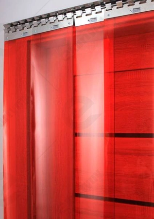 Konfigurator kurtyn paskowych z folii Czerwonej przezroczystej