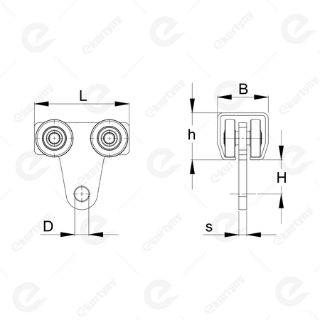 Wózek 4-kołowy do szyny 40x35 mm typ 23.T10 ocynk NIKO