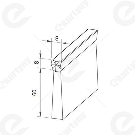 Uszczelka szczotkowa aluminiowa USZ/ALU-H8-60-1000 mm