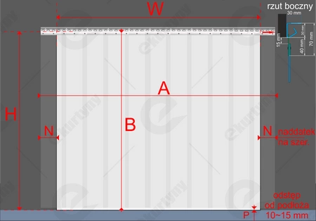Konfigurator kurtyn paskowych z folii Żebrowanej