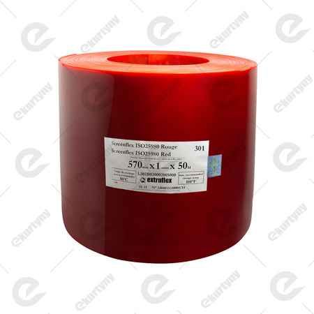 Rolka folii spawalnicza czerwona przezroczysta do kurtyn PCV (EXTRUFLEX) Ref.301 570x1 (0°C) - 50 m