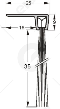 Uszczelka szczotkowa kątowa aluminiowa  USZ/ALU-F5-35 -1000 mm