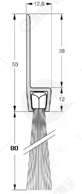 Uszczelka szczotkowa aluminiowa USZ/ALU-H8-80-1000 mm