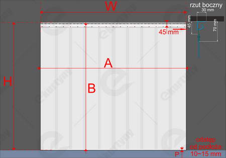 Konfigurator kurtyn paskowych z folii Szarej nieprzezroczystej